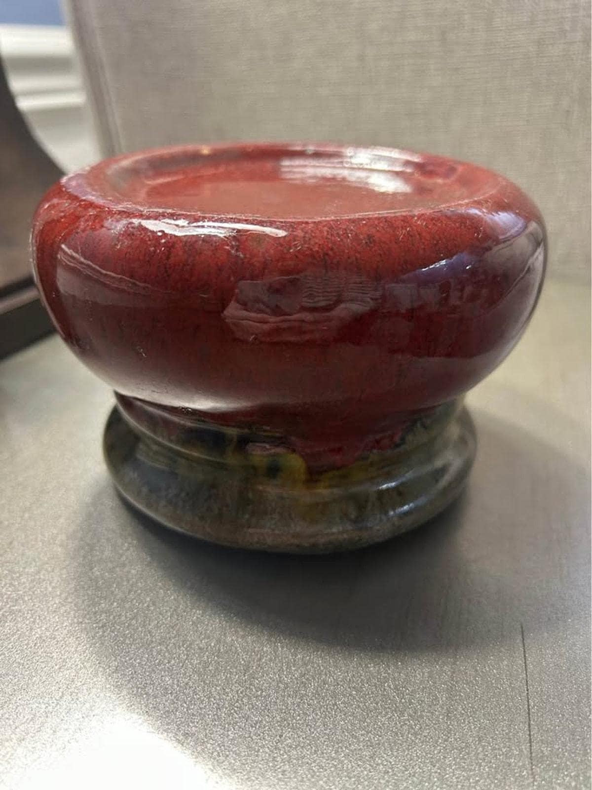 Vintage Oxblood Ceramic Candle Pedestal – Sang de Boeuf Art Pottery Holder