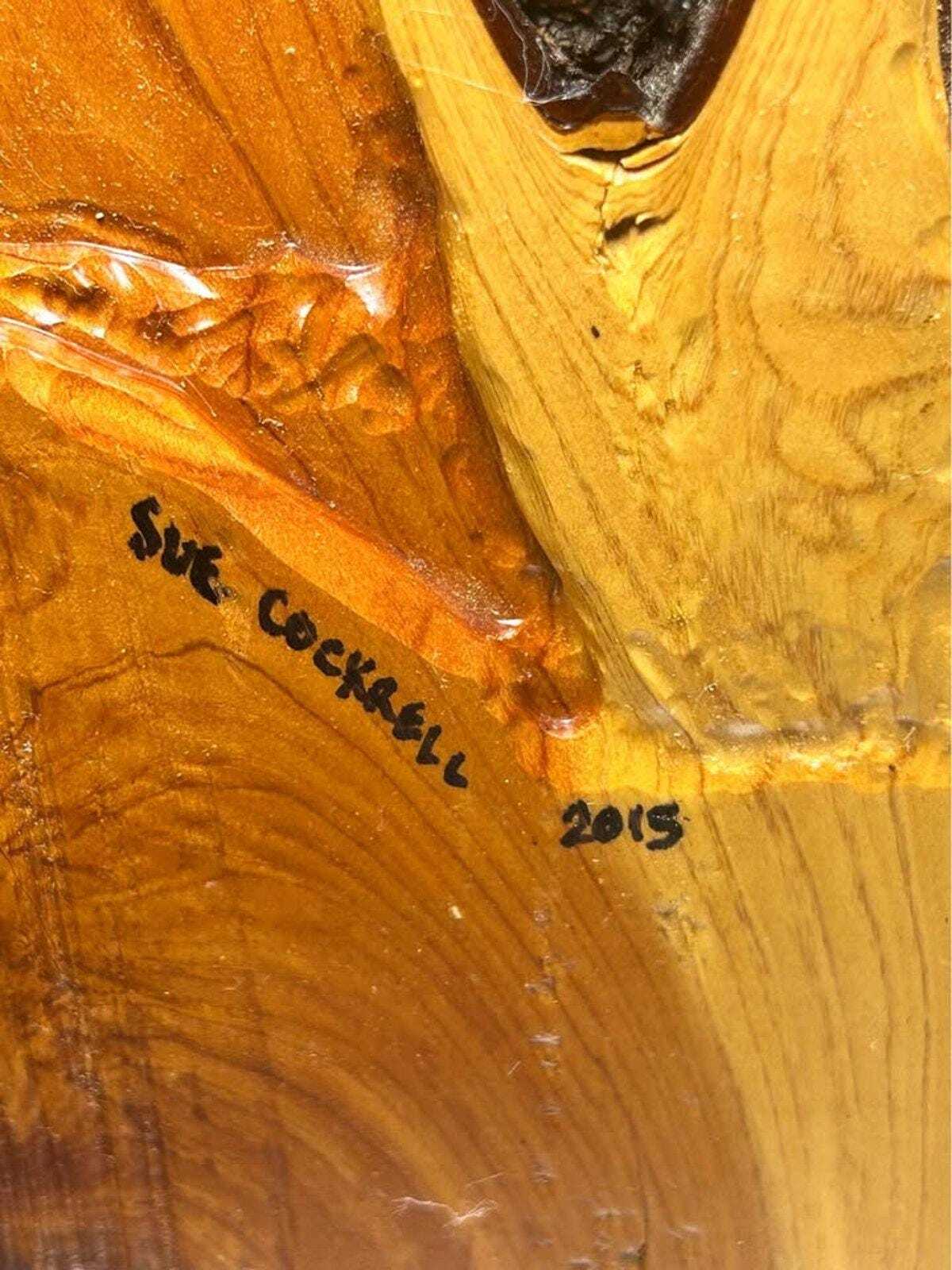 Sue Cockrell Signed Relief Carved Elk Wood Wall Art