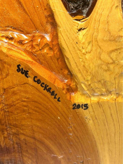 Sue Cockrell Signed Relief Carved Elk Wood Wall Art
