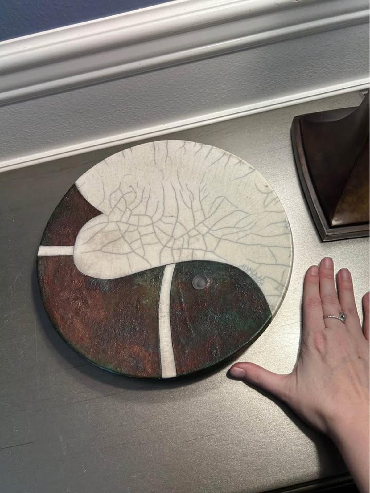 Fuentes Signed Studio Pottery Raku "Koi Balance" Platter