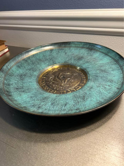 Pal-Bell Israel Mid-Century Bronze Patina Plate "Sowers in Tears"