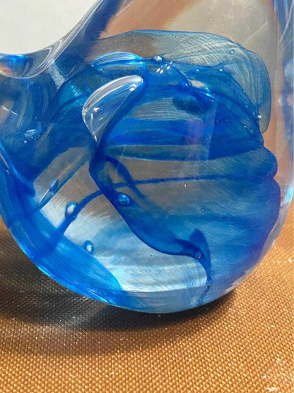 Vintage Controlled Bubble Hand-Blown Art Glass Bird