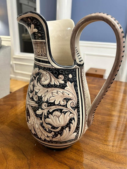 Large Vintage FIMA Deruta Majolica Hand Painted Italian Pitcher
