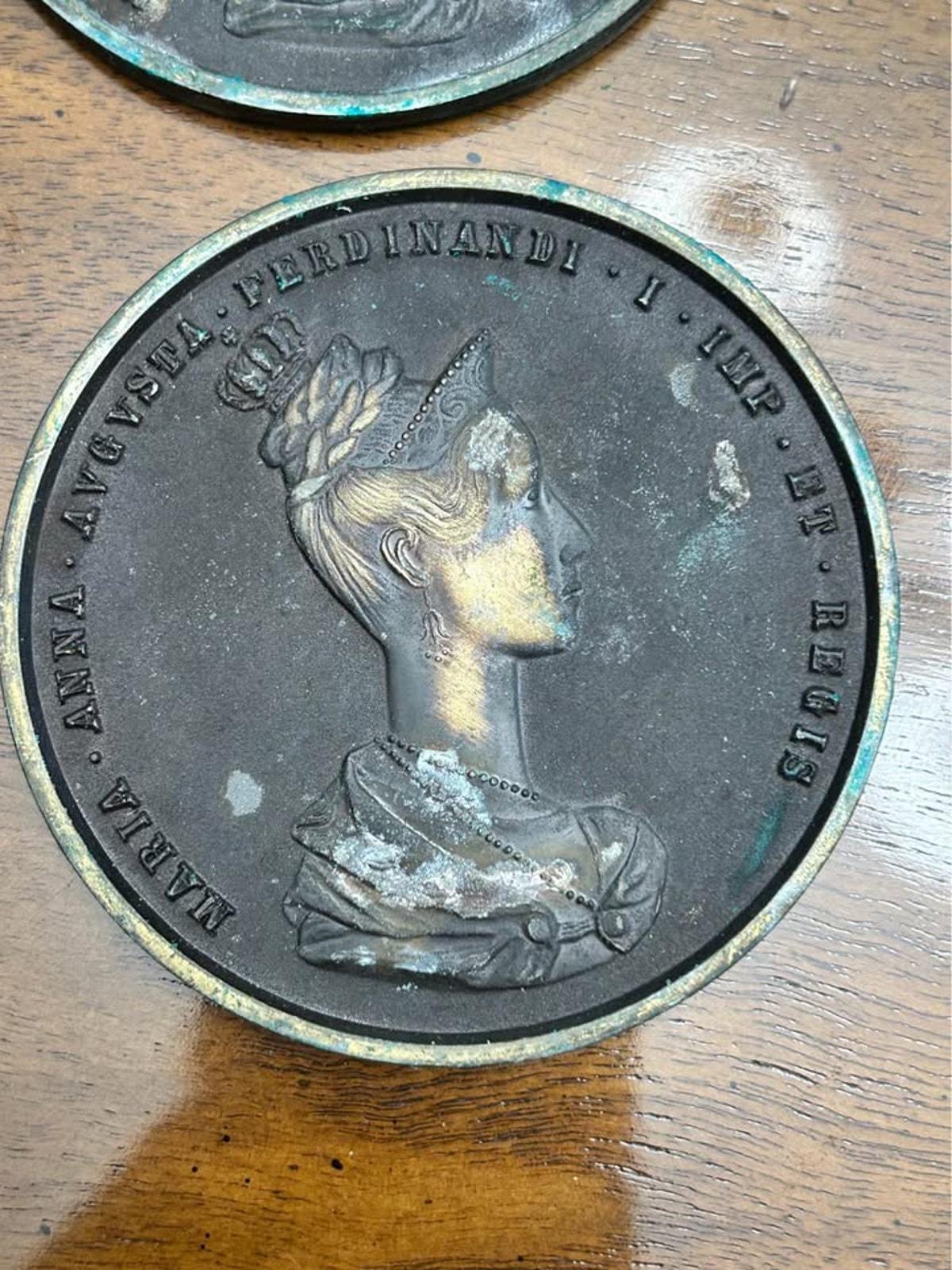 Antique 1836 Maria Anna Bohemian Coronation Bronze Replica Medals Set of 6