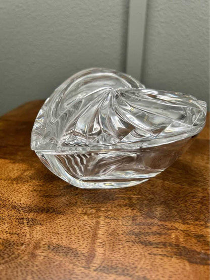 Gorham Germany Lead Crystal Ribbed Lidded Heart Trinket Box