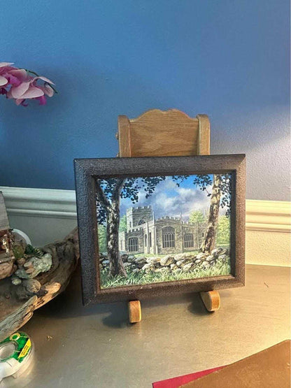 Vintage 1984 D. Mooney Original English Parish Church Landscape Painting