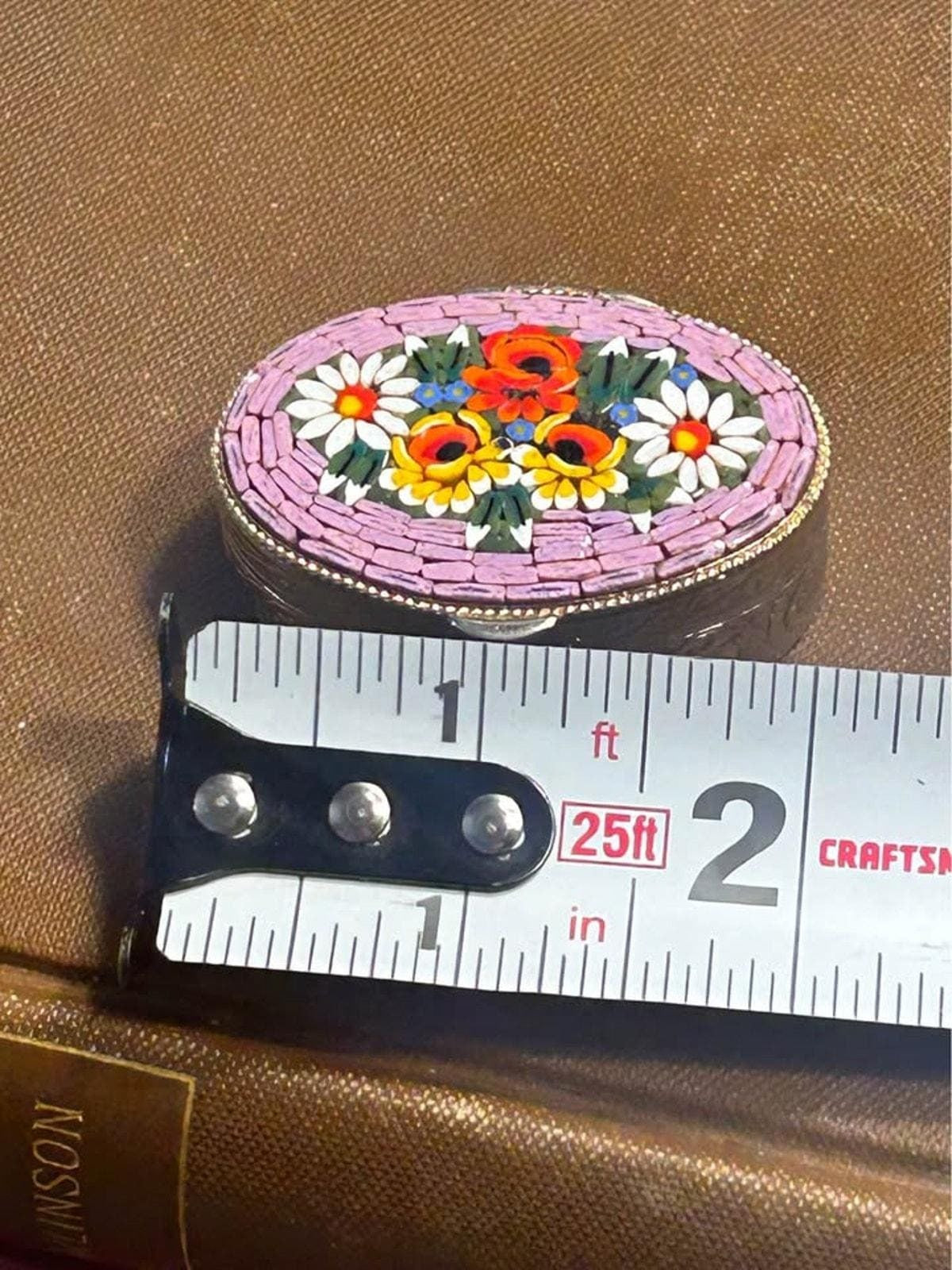 Vintage Italian Micro Mosaic Floral Pill Box