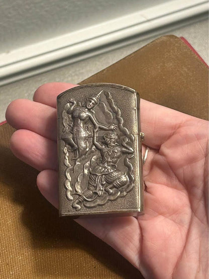Vintage Siam Sterling Silver Repoussé Lighter Case Hanuman Ramakien
