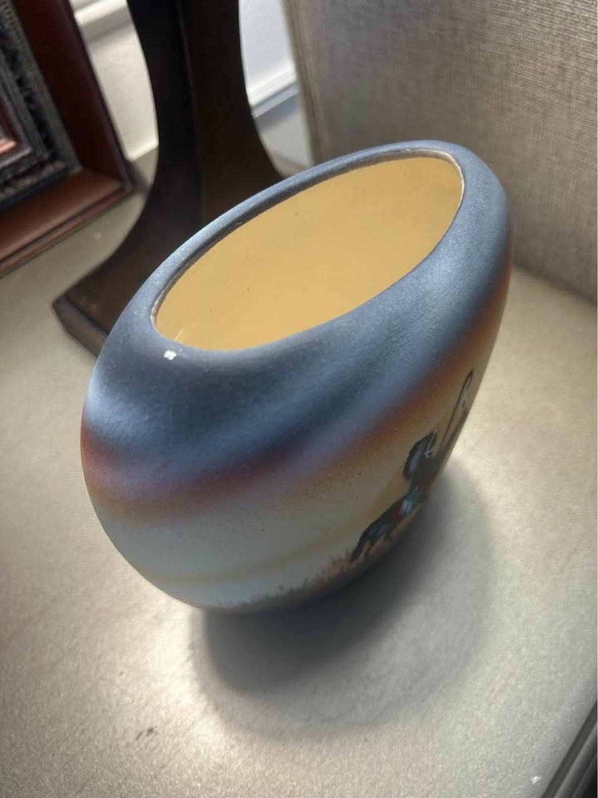 T. Blank Ome Signed Southwestern Pottery Vase - Hand-Painted Bison & Eagle Narrative