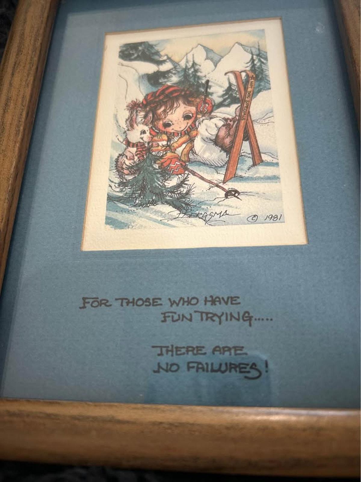 Vintage Jody Bergsma Skiing Print | 1981 PNW Art Collectible